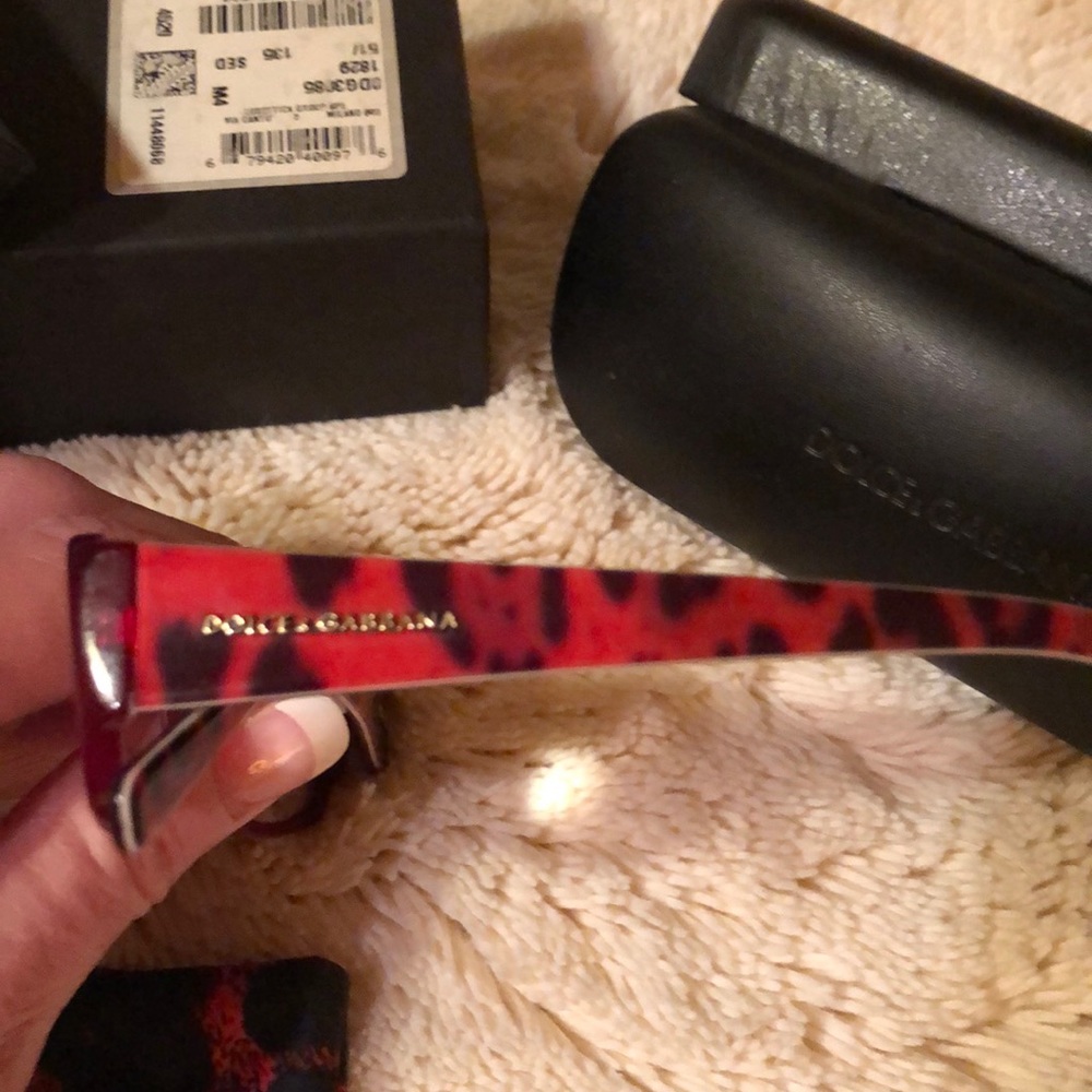 Dolce & Gabbana red leopard print glasses